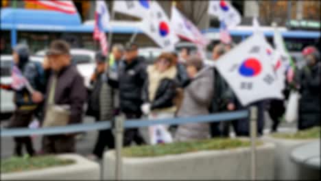 Political-demonstration-on-gwanghwamun-square,-blur,-Seoul,-South-Korea,-02-December-2017