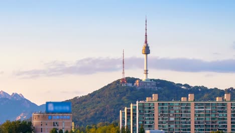 Zeitraffer-von-Seoul-City-Skyline,-Südkorea.