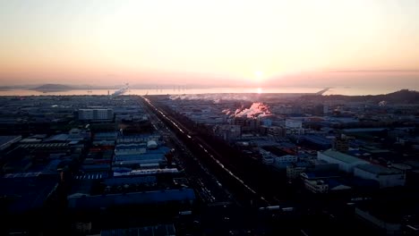 Aerial-view-Sunset-of-the-industrial-park.incheon-Seoul,Korea