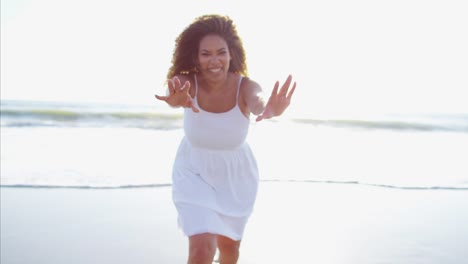 Portrait-of-plus-size-African-American-female-paddling