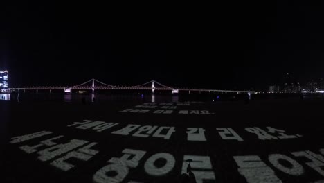 Night-View-of-Gwanganlli-Beach,-Haeundae,-Busan,South-Korea,-Asia