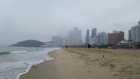 Regnerischen-trüben-Winter-Haeundae-Strand