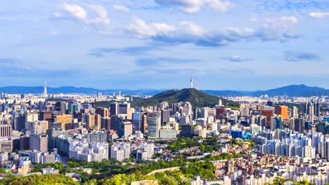 Time-lapse-of-Seoul-City-Skyline,-South-Korea.