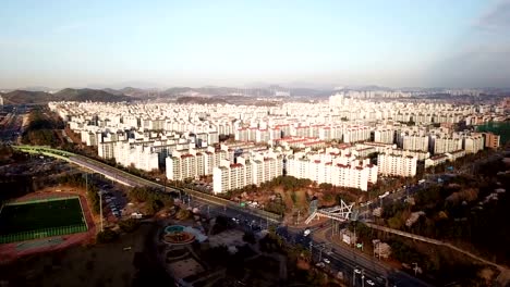 Aerial-view-Sunset-of-the-industrial-park.-incheon-Seoul,Korea