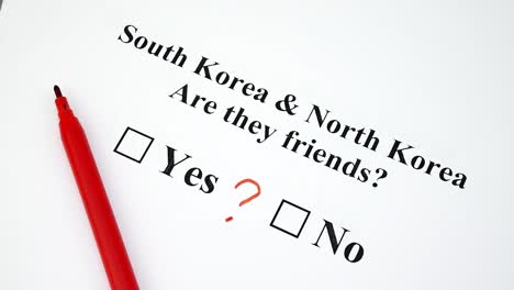 Konzept-der-Krieg-oder-Freundschaft-zwischen-Südkorea-und-Nordkorea