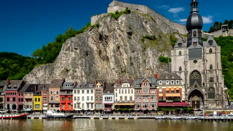 Ciudad-de-timelapse-de-Dinant,-Bélgica