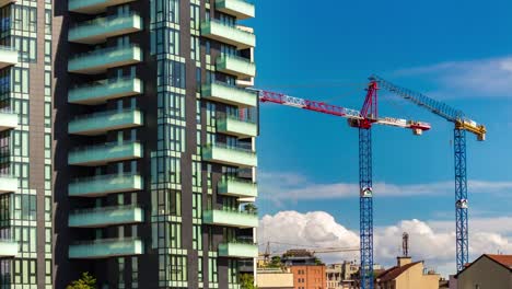 Italy-sunny-day-milan-city-modern-block-construction-cranes-panorama-4k-timelapse