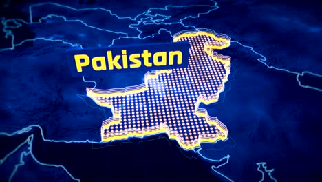 Pakistan-country-border-3D-visualization,-modern-map-outline,-travel