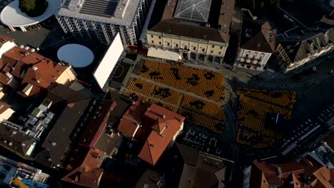 Piazza-Grande-festival,-Locarno---Aerial-4K