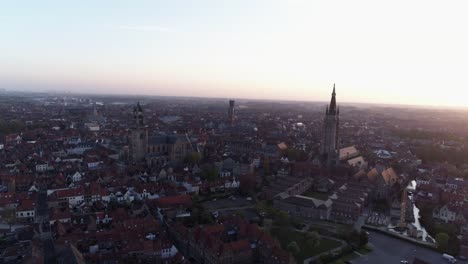 Aerial-view-Bruges-at-sunrise