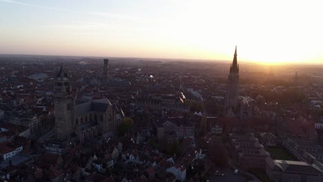 Aerial-view-Bruges-at-sunrise