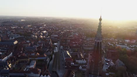 Aerial-view-Bruges-at-sunrise