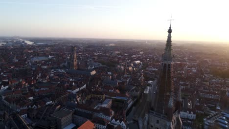 Aerial-view-Bruges-at-sunrise