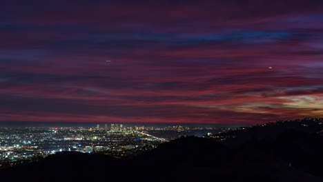Los-Angeles-Hollywood-Hills-and-Century-City-after-Sunset-Pink-Clouds-Timelapse