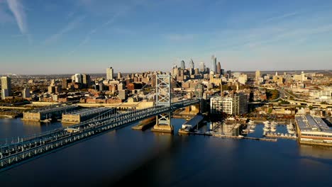 Deleware-Fluss-städtischen-Kern-City-Center-Tall-Buildings-Downtown-Philadelphia-Pennsylvania