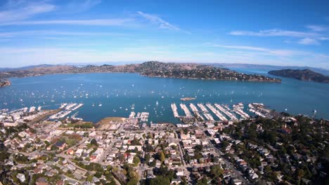 Sausalito-CA-Richardson-Bay-aérea-perspectiva-puerto-vista-de-Isla-Belvedere