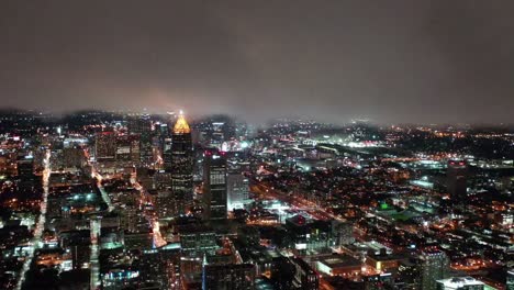 Aerial-of-Atlanta,-Georgia-at-Night