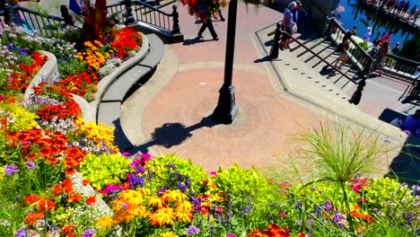 La-pintoresca-ciudad-de-Victoria-y-flores,-el-centro-de-la-ciudad-de-Columbia-Británica