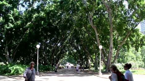 Menschen-gehen-in-den-Hyde-park-Sydney