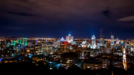 La-ciudad-de-Montreal-por-la-noche,-lapso-de-tiempo