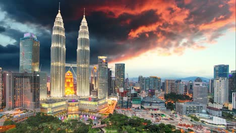 Kuala-Lumpur,-Malaysia-Skyline,-Zeitraffer