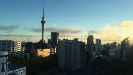 Time-lapse-of-Auckland-downtown-morning-skyline