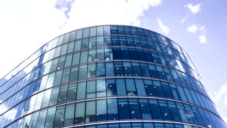 Business-Buildings-Glass-Skyscraper-and-Clouds,-Time-Lapse