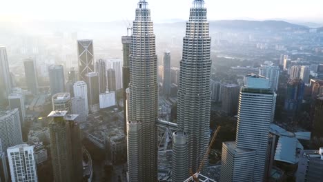 Aerial-drone-footage-at-Kuala-Lumpur-city-skyline