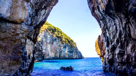 San-Nicola-Arcella,-Arco-Magno-Beach-and-Rocks,-South-Italy,-Calabria,-Time-Lapse