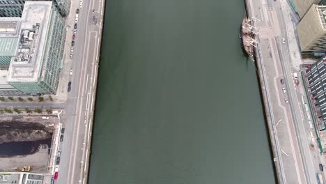 Drohne-Schuss-des-Flusses-Liffey,-Dublin