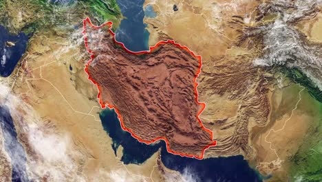 Map-of-Iran-and-borders,-physical-map-Middle-East,-Arabian-peninsula,-map-with-reliefs-and-mountains