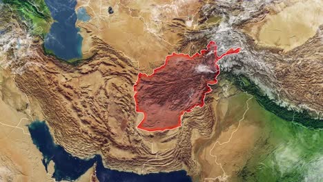 Mapa-de-mapa-del-Afganistán-y-las-fronteras,-mapa-físico-de-Medio-Oriente,-Península-Arábiga,-con-relieves-y-montañas