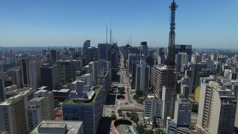 Vista-aérea-de-la-Avenida-Paulista,-Sao-Paulo,-Brasil