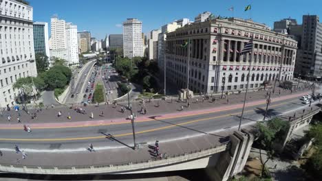 Aerial-View-of-Sao-Paulo-Downtown---Anhangabau-Valley,-Brazil