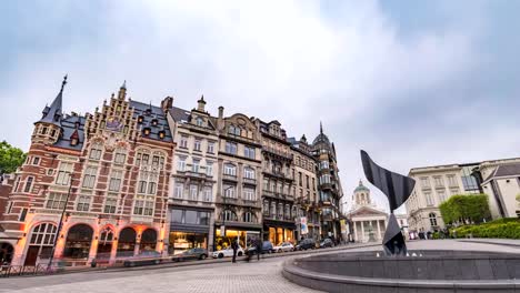 Brussels-city-skyline-day-to-night-timelapse-at-Coudenberg-Street,-Brussels,-Belgium-4K-Time-lapse