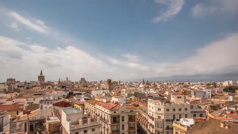 Valencia-skyline-Panoramic-aerial-view-old-town,-Spain