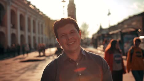 Portrait-of-Attractive-Smiling-Male-Outdoors-in-Urban-Environment