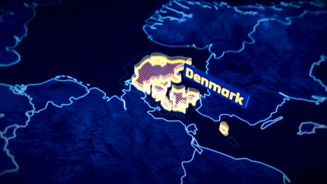 Reisen-Dänemark-Land-Grenze-3D-Visualisierung,-moderne-Karte-Umriss