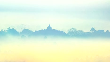 perfekte-Zeitraffer-in-Borobudur-Tempel-am-Morgen,-4K