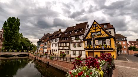 Lapso-de-tiempo-de-Francia-Colmar-4K,-mitad-casa-de-madera-ciudad-horizonte-timelapse