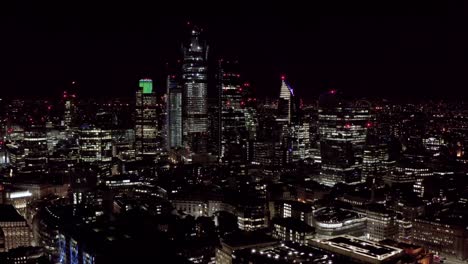 Aerial-View-of-Urban-City-of-London-at-Night