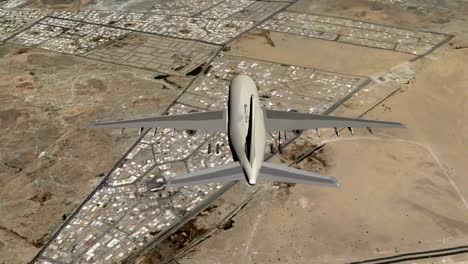 Avión-avión-de-la-ciudad-de-jeddah,-ciudad-santa-de-la-Meca.