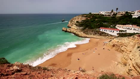 A-view-of-a-Praia-de-Benagil-in-Algarve-region,-Portugal,-Europe