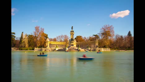 sunny-day-madrid-buen-retiro-park-pond-panorama-4k-time-lapse-spain