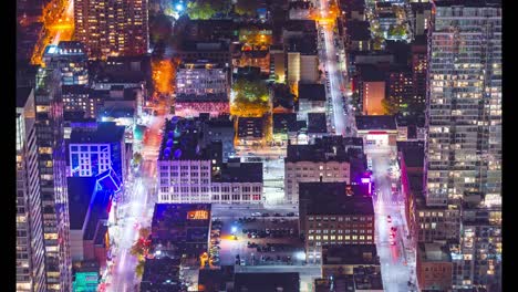 Toronto,-Kanada,-Timelapse---The-Entertainment-District-bei-Nacht