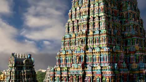 Templo-hindú-de-Meenakshi-en-Madurai,-Tamil-Nadu,-la-India-del-sur