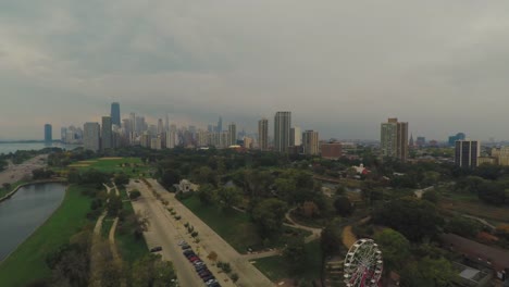 Horizonte-de-Chicago-de-aérea-de-Lincoln-Park