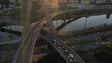 Aerial-View-of-Estaiada-Bridge-in-Sao-Paulo,-Brazil