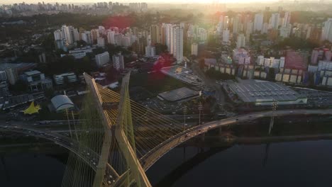 Aerial-View-of-Estaiada-Bridge-in-Sao-Paulo,-Brazil