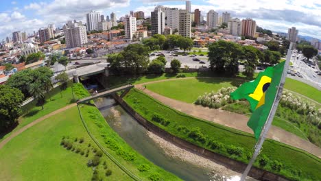 Brazilian-Flag-on-Ipiranga,-Sao-Paulo,-Brazil